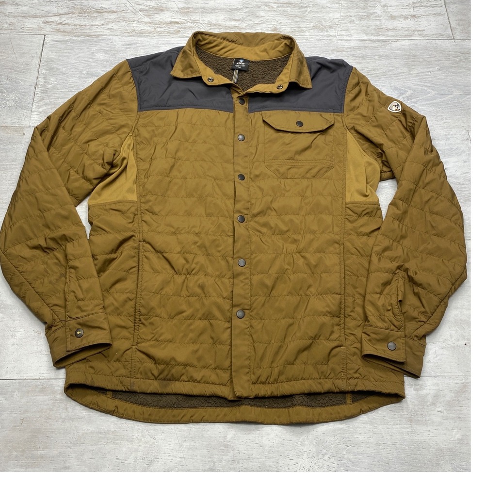 Kuhl The One Shirt Jac Mens Medium Brown Quilted Fleece Lined Jacket 15865